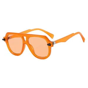 Trendige orangefarbene Flieger-Sonnenbrille für Damen mit UV-Schutz, Design 2025