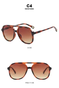 Vues latérale et frontale de lunettes aviateur vintage écaille avec verres dégradés.