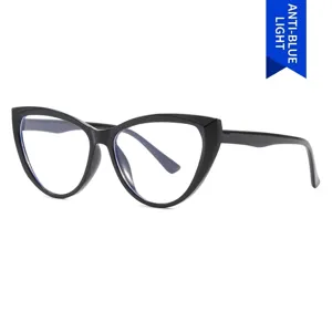 Modieuze zwarte cat-eye brilmontuur met blauw licht filter glazen voor dames