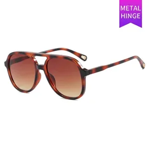 Lunettes de soleil aviateur à double pont vintage avec monture en écaille de tortue