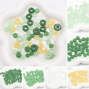 Various colors of glass donut beads imitating jade for DIY jewelry making and crafts