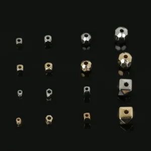Selection of gold and silver metallic geometric spacer beads for DIY jewelry making