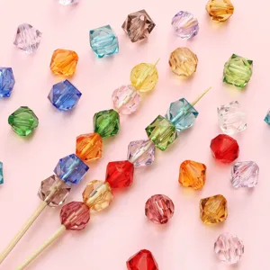 Detail view of 10mm faceted crystal beads in multiple colors for DIY jewelry making
