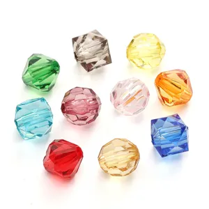 Close-up view of 10mm colorful faceted crystal beads for DIY jewelry making