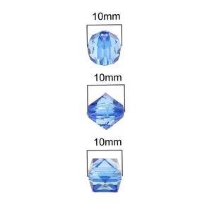 10mm faceted light blue crystal beads in round, rhombus, and cube shapes for DIY jewelry.