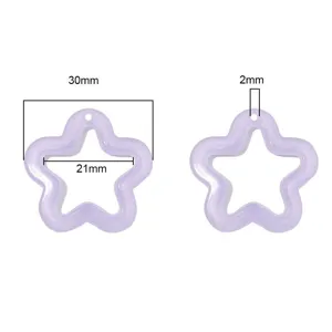 Detailed dimensions of luminous glitter hollow star pendant for DIY jewelry making