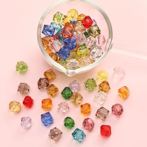Variety of colorful 10mm faceted crystal beads for DIY jewelry making and handmade crafts