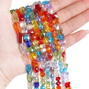 Vibrant colorful faceted glass crystal beads strands for DIY jewelry making and crafts
