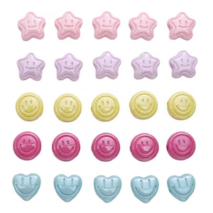 18mm colorful smiley face acrylic beads in star heart round shapes for DIY accessories