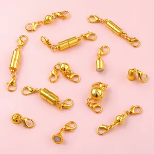 Selection of gold-plated magnetic lobster clasps for DIY jewelry making and bracelet repair.