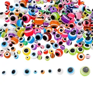Perles en verre œil grec colorées pour la création de bijoux DIY en tailles variées.