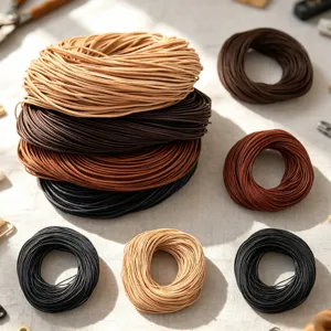 Round Faux Leather Cord DIY Elastic Rope For Bracelet Necklace Making Accessories Solid Color Synthetic Fiber Cord For Handcraft