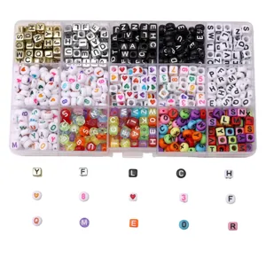 DIY acrylic alphabet and number bead kit with 15 compartment storage box for jewelry