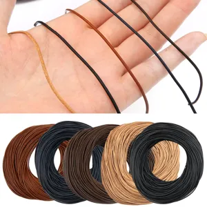 Detail of multi-color round faux leather cords for DIY jewelry making and craft projects