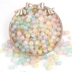 High quality macro detail of colorful mermaid acrylic round beads for DIY jewelry making