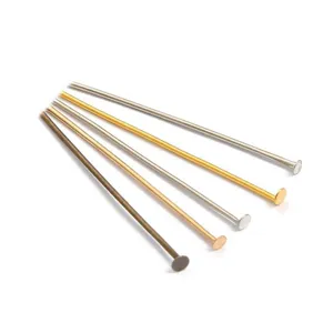 Variety of T-head pins in mixed metal finishes for DIY jewelry and earring making