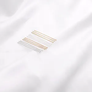 Assorted metal T-pins in gold, silver, and rose gold for DIY jewelry making accessories