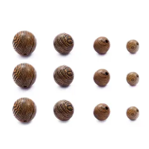Perle in legno naturale venato in diverse dimensioni per gioielli fai da te