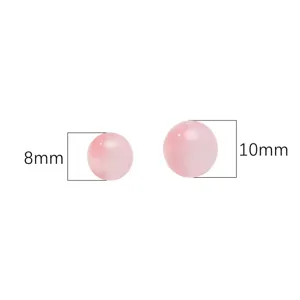 Detailed comparison of 8mm and 10mm pink gradient glitter round beads for DIY jewelry