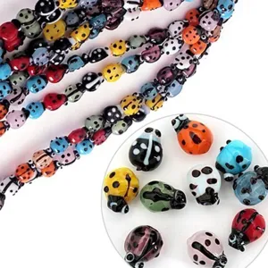 Perle in Vetro a Lume Fatte a Mano Malocchio Fungo Peperoncino Coccinella Perle Sfuse per Creazione di Gioielli Bracciale Collana Fai da Te
