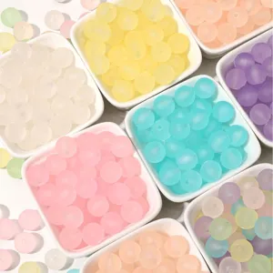 Bunte gefrostete Acryl-Rundperlen für die handgefertigte DIY-Schmuckherstellung