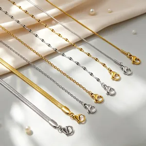 Minimalistische Roestvrijstalen Ketting Voor Dames Goud Zilver Verguld Slangenketting Platte Schakel Verstelbare Sluiting Vervangende Sieraden