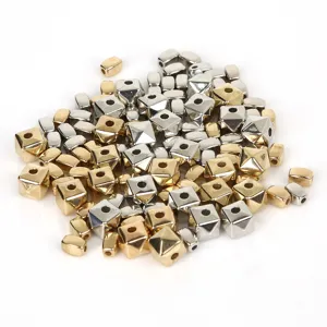 High-quality gold and silver cubic spacer beads for DIY handmade jewelry making projects