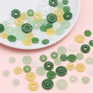 Glass Imitation Jade Ping An Kou Donut Beads DIY Jewelry Crafting Supplies For Earrings Bracelet Necklace Making Accessory
