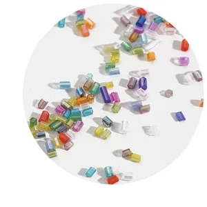 Colorful 2mm silver-lined glass bugle beads for DIY jewelry making and cross-stitch.