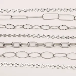 Eslabones de Cadena de Joyería de Acero Inoxidable DIY para Hacer Collares Pulseras Diseño de Corazón Girasol Oval Cadenas de Plata