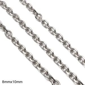 Close-up of stainless steel cross O-type chain links for DIY jewelry making