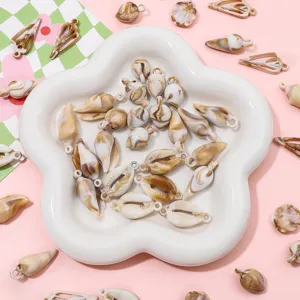 Acrylic shell and conch pendants with marbled texture for DIY jewelry making crafts