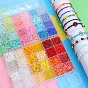 24-Raster 3mm bunte Glasperlen-Set für DIY handgefertigte Armbänder und Ketten