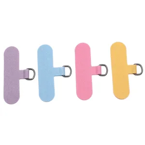 Set di 4 linguette colorate in tessuto Oxford per cordino del telefono con anelli