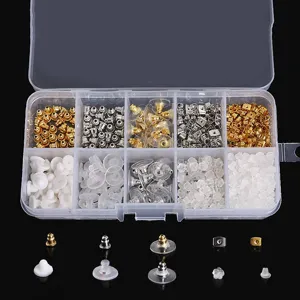 DIY Earring Backs Set Metal Silicone Plastic Butterfly Bullet Shaped Stoppers For Jewelry Making Earrings Findings Craft Supplies