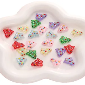 Colorful Christmas tree shaped resin beads for DIY jewelry and festive craft projects