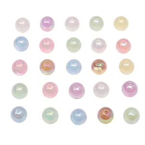 Detailansicht irisierender UV-beschichteter Acryl-Katzenaugenperlen für DIY-Schmuck