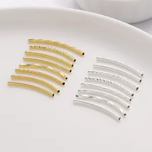 Perles en Tube Incurvé en Cuivre Accessoires de Bijoux DIY Tubes d'Espacement en Métal Filetés Torsadés Pour Création de Bracelets Colliers
