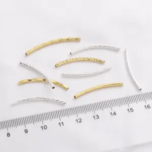 Perles en tube de cuivre torsadées texturées pour bijoux DIY en or et argent