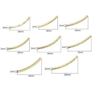 Tubes courbés en cuivre doré pour la création de bijoux DIY, dimensions 2mm x 30mm