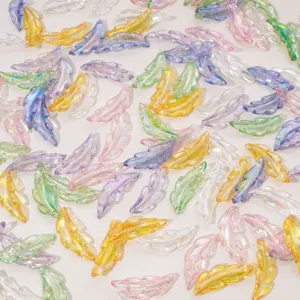 Pendentifs en Plume Acrylique Colorée Électroplaquée AB pour la Fabrication de Bijoux DIY Coque de Téléphone Porte-clés Accessoires