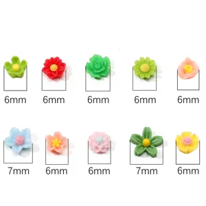 Breloques fleurs en résine colorées de 6mm et 7mm pour le nail art et les bijoux DIY