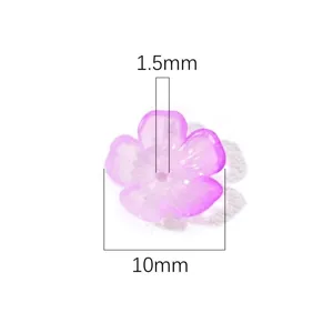 Acrylic gradient purple flower bead 10mm diameter for DIY jewelry making