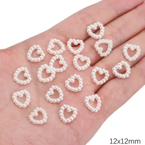Perle di imitazione bianche a forma di cuore 12x12mm per la creazione di gioielli e nail art