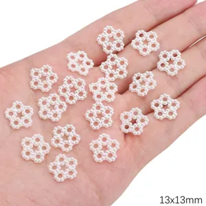 Perline a fiore in finta perla ABS bianche 13mm per gioielli fai da te e nail art