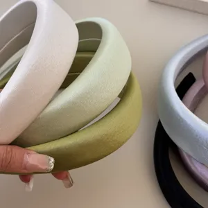 Premium retro style padded headbands with silky satin finish in various pastel colors