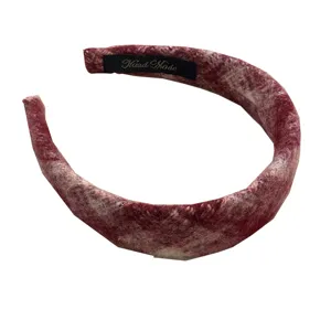 Festive red plaid wool headband with a wide-brim design for autumn and winter style