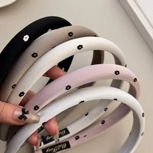 Handmade Korean style sponge padded headbands with delicate small flower patterns for women