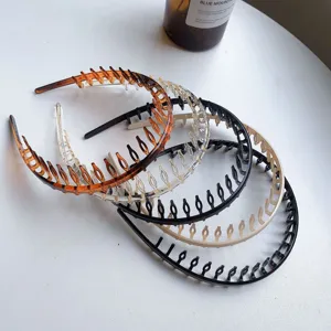 Korean Style Minimalist Anti-Slip Headband With Teeth For Women Plastic Resin Hair Band For Face Washing Daily Hair Accessories
