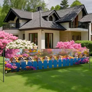 Cute puppy garden banner for courtyard spring pet party fence decoration